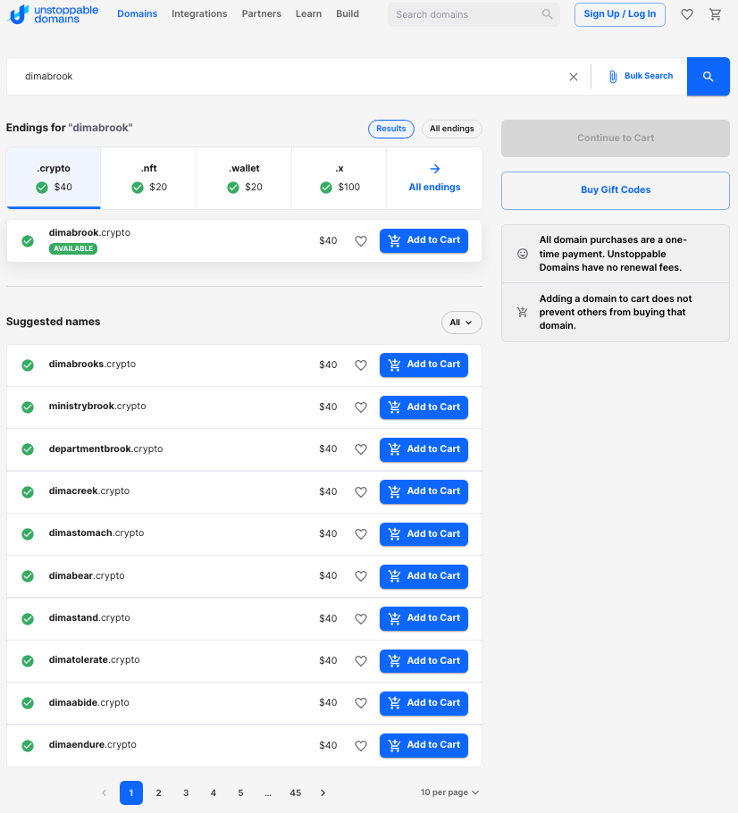 Domain name offers