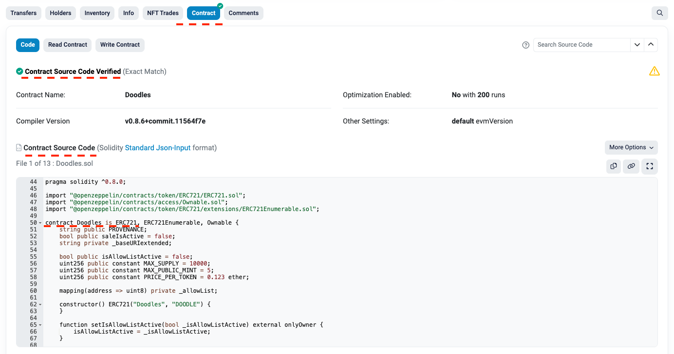Example of a verified contract